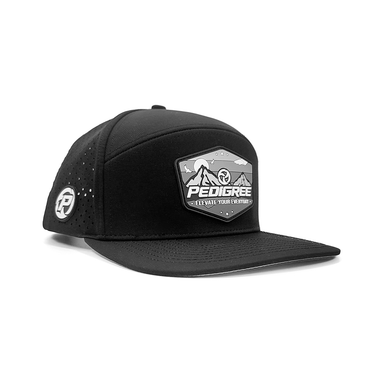 Men's 6-Panel Waterproof Snapback Hat with 3D PVC Patches - Black