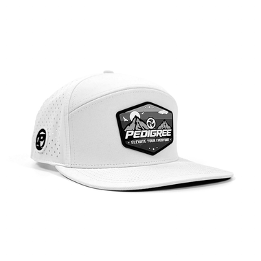 Men's 6-Panel Waterproof Snapback Hat with 3D PVC Patches - White